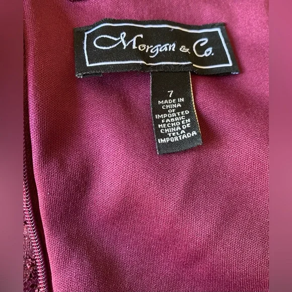 MORGAN & CO. BURGUNDY DRESS. - Picture 3 of 16
